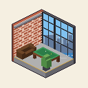 A brick loft suite with a pool table, harbour view by day